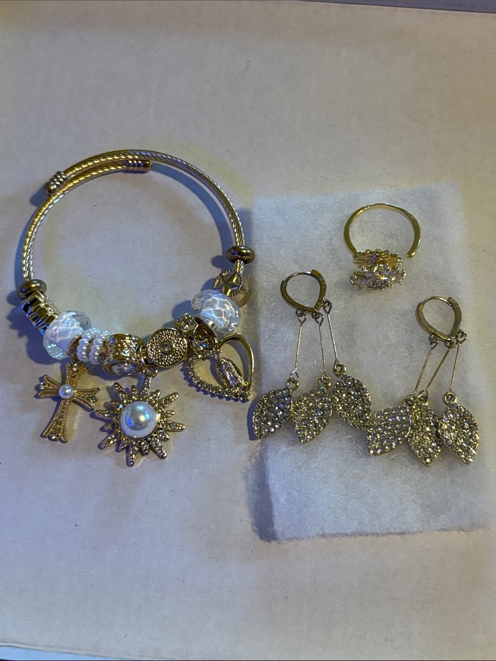 Joyful Charm bracelet and ring set